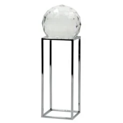 Laila Ali Crystal Ball With Chrome Box Metal Base, 11"