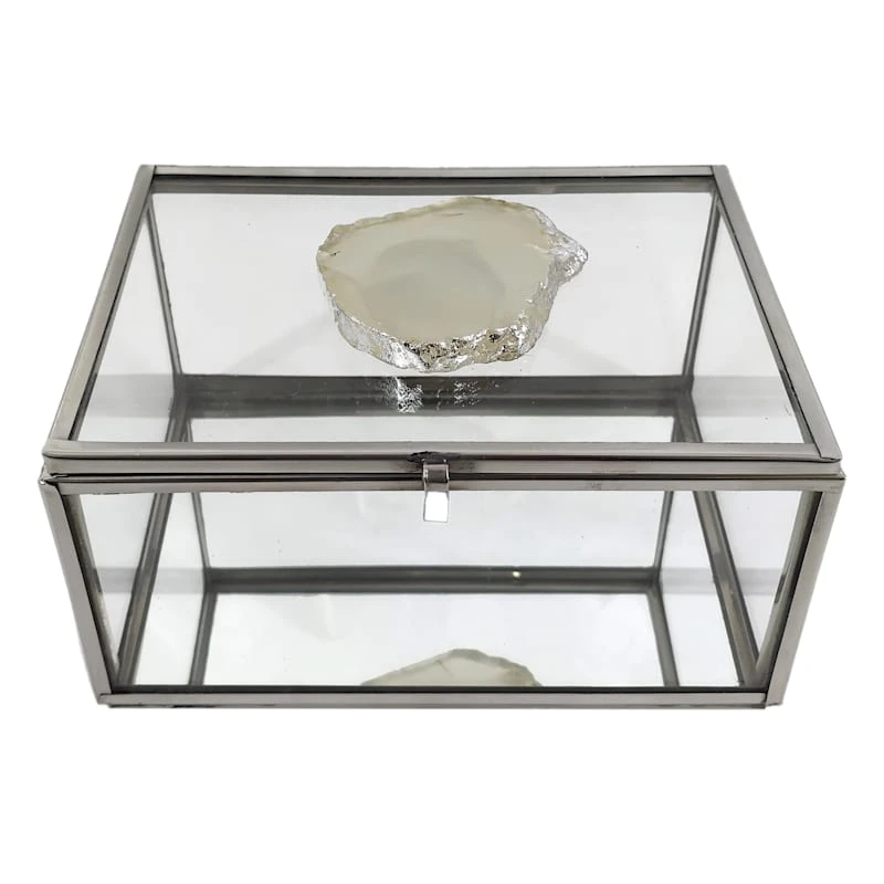 Laila Ali Glass Box With Agate Knob, 5x4 4 Laila Ali Glass Box With Agate Knob, 5x4 - Image 2