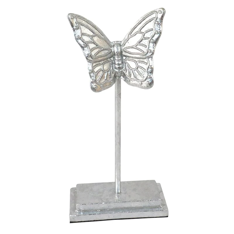Laila Ali Silver Butterfly On Stand, 10" 3 Laila Ali Silver Butterfly On Stand, 10"