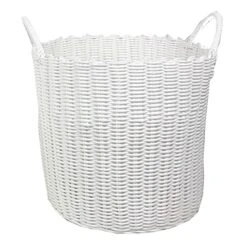 Large White Round Pp Woven Basket