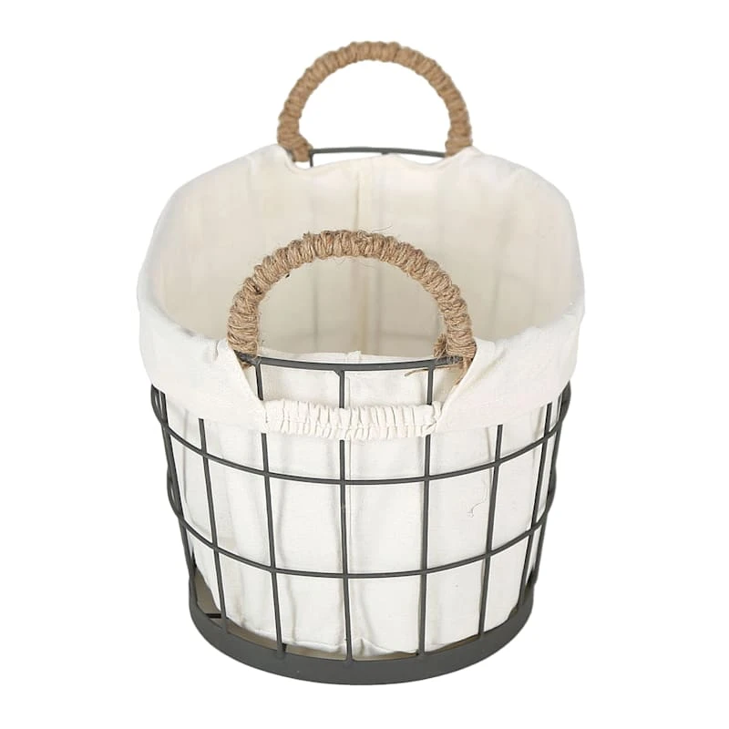 Lined Oval Wire Storage Basket, Large 5 Lined Oval Wire Storage Basket, Large - Image 3