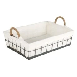 Lined Rectangle Wire Storage Basket, Medium
