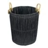 Medium Round Black Paper String Basket -Karaca House Shop medium round black paper string basket