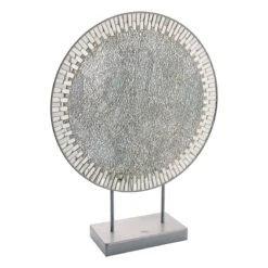 Metal Charger Base And Crackled Mosaic Mirror, 24"