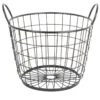 Metal Round Wire Grid Basket With Handle, Large -Karaca House Shop metal round wire grid basket with handle large