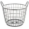 Metal Round Wire Grid Basket With Handle, Medium 1 Metal Round Wire Grid Basket With Handle, Medium -Karaca House Shop metal round wire grid basket with handle medium