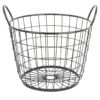 Metal Round Wire Grid Basket With Handle, Small -Karaca House Shop metal round wire grid basket with handle small