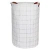 Modern Round Grid Patterned Laundry Hamper, Medium 2 Modern Round Grid Patterned Laundry Hamper, Medium -Karaca House Shop modern round grid patterned laundry hamper medium