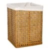 Natural Bamboo Wood Laundry Hamper With Liner, Small -Karaca House Shop natural bamboo wood laundry hamper with liner small