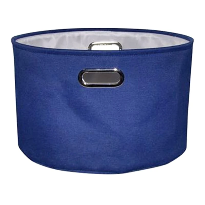 Navy Round Fabric Storage Basket, Medium 3 Navy Round Fabric Storage Basket, Medium