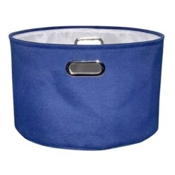 Navy Round Fabric Storage Basket, Small