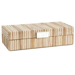 Neutral Water Hyacinth Striped Decorative Box, 10x5.5