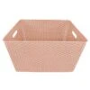 Pink Y-Weave Plastic Storage Basket, Extra Large -Karaca House Shop pink y weave plastic storage basket extra large