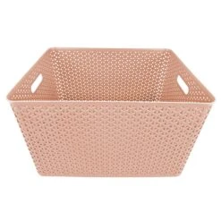 Pink Y-Weave Plastic Storage Basket, Extra Large
