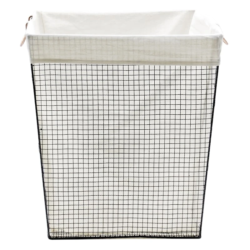 Rectangle Metal Wire Laundry Hamper, Black & Gold 3 Rectangle Metal Wire Laundry Hamper, Black & Gold