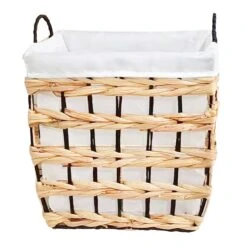 Rectangle Water Hyacinth Wicker Laundry Hamper, Small