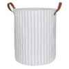 Round Fabric Striped Laundry Hamper With Handles, Medium -Karaca House Shop round fabric striped laundry hamper with handles medium