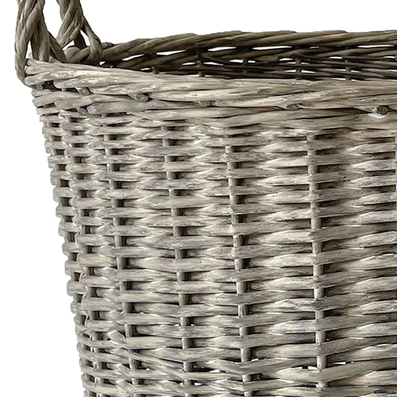 Round Grey Willow Laundry Hamper, Large 4 Round Grey Willow Laundry Hamper, Large - Image 2