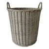 Round Grey Willow Laundry Hamper, Large 2 Round Grey Willow Laundry Hamper, Large -Karaca House Shop round grey willow laundry hamper large