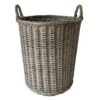 Round Grey Willow Laundry Hamper, Medium