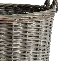 Round Grey Willow Laundry Hamper, Small -Karaca House Shop round grey willow laundry hamper small 1