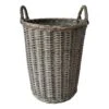 Round Grey Willow Laundry Hamper, Small -Karaca House Shop round grey willow laundry hamper small