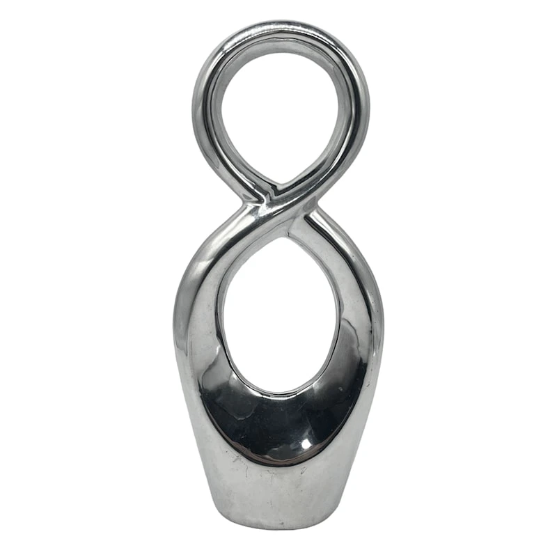 Silver Ceramic Infinity Sculpture, 12.5" 3 Silver Ceramic Infinity Sculpture, 12.5"