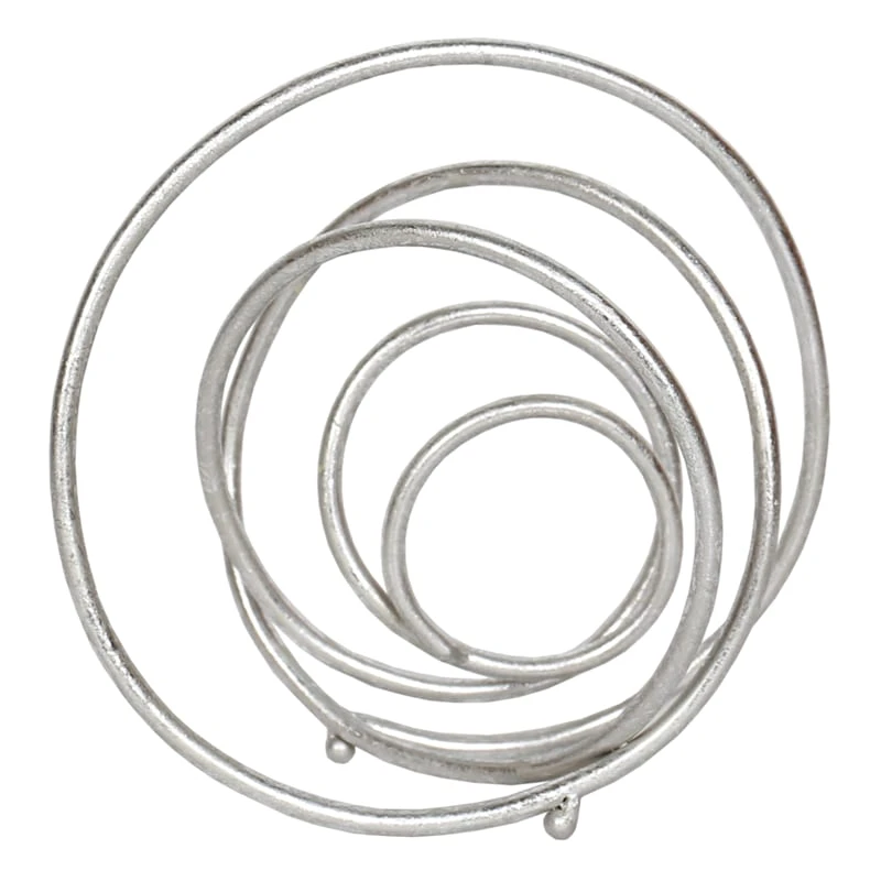 Silver Metal Circle Figurine, 10" 3 Silver Metal Circle Figurine, 10"