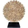 Sliced Wood Disk Sculpture With Black Base, 24" -Karaca House Shop sliced wood disk sculpture with black base 24