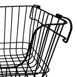 Stanley Black Metal Wire Stack Storage Basket, Large -Karaca House Shop stanley black metal wire stack storage basket large 1