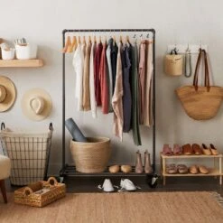 Tapered Metal Wire Laundry Hamper With Removable Liner, Brown 6 Tapered Metal Wire Laundry Hamper With Removable Liner, Brown -Karaca House Shop tapered metal wire laundry hamper with removable liner brown 1