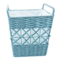 Tapered Rope Laundry Hamper Blue, Medium