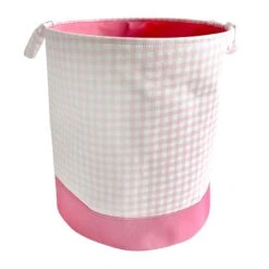 Tiny Dreamers Gingham Pink Laundry Hamper, Large