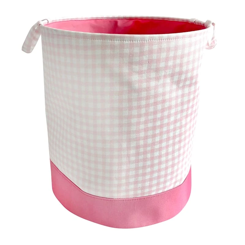 Tiny Dreamers Gingham Pink Laundry Hamper, Large 3 Tiny Dreamers Gingham Pink Laundry Hamper, Large