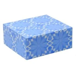 Tracey Boyd Blue Medallion Print Decorative Box, 6x5