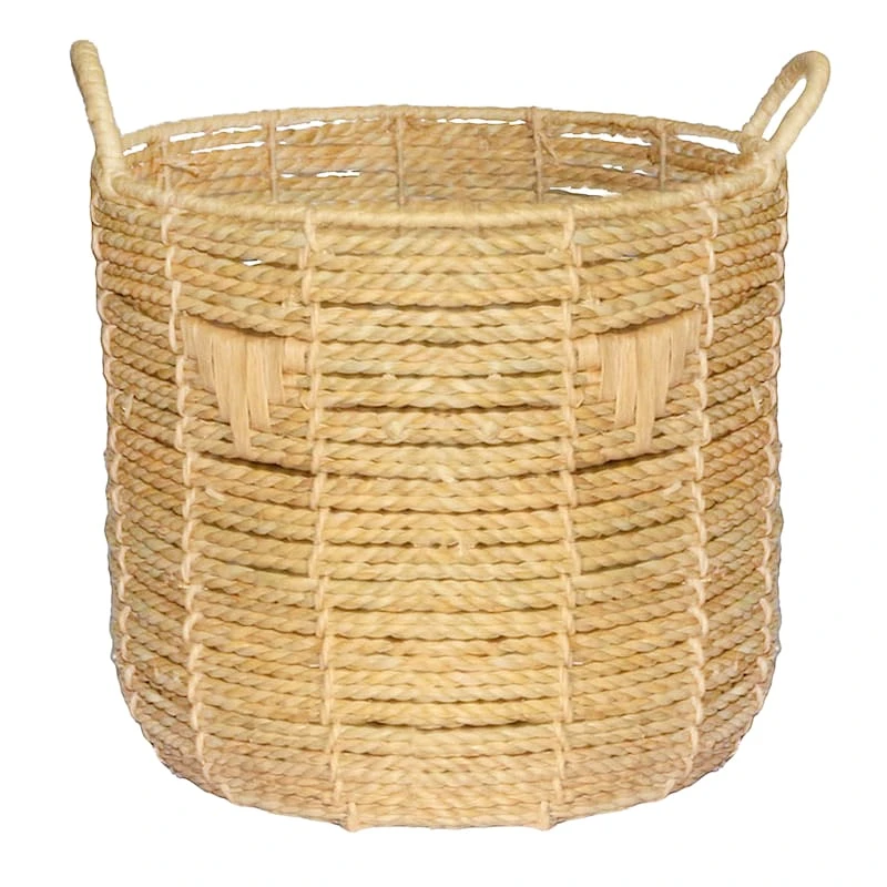 Tracey Boyd Braided Round Basket With Triangle Accents, Medium 3 Tracey Boyd Braided Round Basket With Triangle Accents, Medium