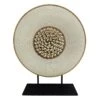 Tracey Boyd Brown & Ivory Carved Medallion With Beads On Stand, 16" -Karaca House Shop tracey boyd brown ivory carved medallion with beads on stand 16