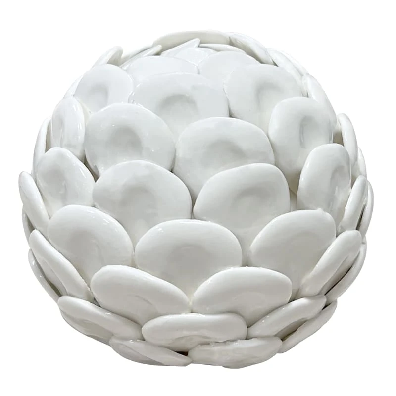 Tracey Boyd Ceramic Capiz Scalloped Sphere, 5" 3 Tracey Boyd Ceramic Capiz Scalloped Sphere, 5"