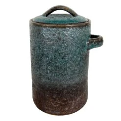 Tracey Boyd Textured Green Ceramic Jar With Lid, 7"