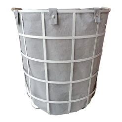 Ty Pennington Metal Wire Laundry Hamper With Liner, White