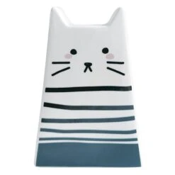 White Ceramic Cat Money Bank, 7.5"