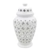 White Ceramic Cutout Canister, 11" 2 White Ceramic Cutout Canister, 11" -Karaca House Shop white ceramic cutout canister 11