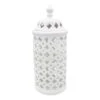 White Ceramic Cutout Cylinder, 15" -Karaca House Shop white ceramic cutout cylinder 15
