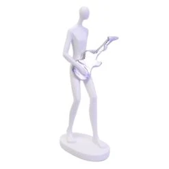 White & Silver Guitar Player Figurine, 13"