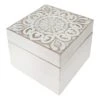 White Wooden Deco Box, 4" -Karaca House Shop white wooden deco box 4