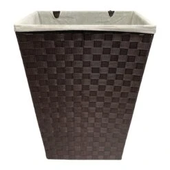 Woven Band Laundry Hamper With Lid & Removable Liner, Espresso