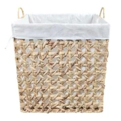 Woven Water Hyacinth Wicker Laundry Hamper, Large